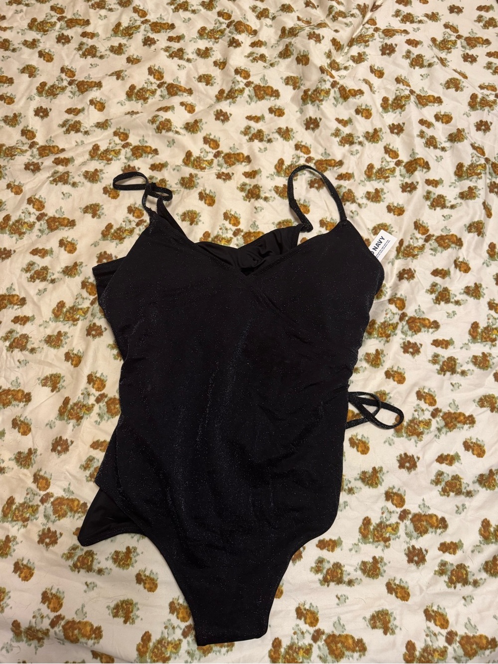 Old Navy Black Shimmery One-Piece Swimsuit